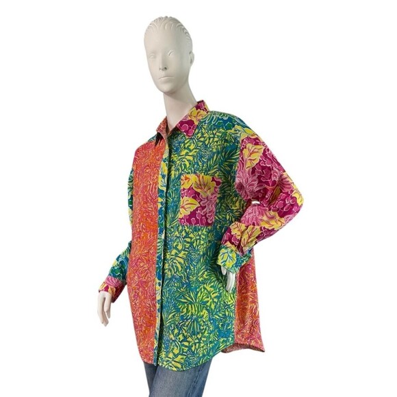 Vintage 80s-90s Lilly Pulitzer White Label Button Down Blouse Sz Medium (10-12) - Picture 1 of 10